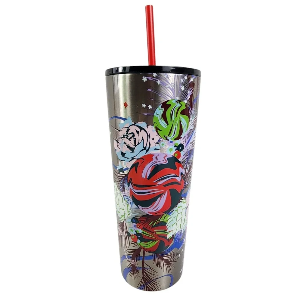 Starbucks Christmas 2023 Festive Stars Ornaments Stainless Steel Tumbler 24 Oz